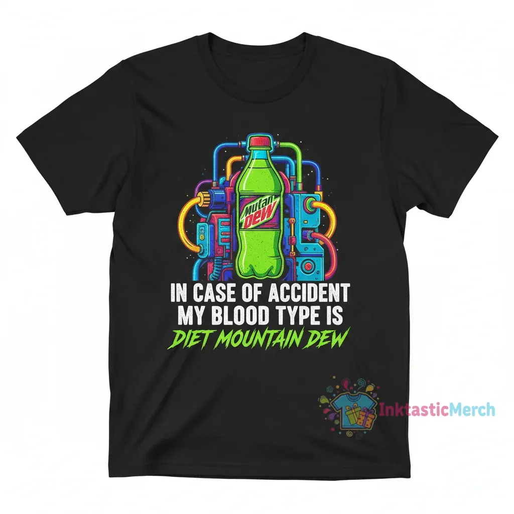 Diet Mountain Dew Blood Type Tee - Black (Men's Heavyweight) 1 Diet Mountain Dew Blood Type Tee - Black (Men's Heavyweight)