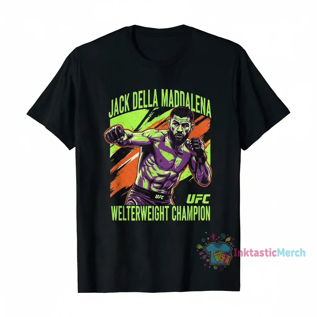Jack Della Maddalena UFC Welterweight Champion Pose T-Shirt 1 Jack Della Maddalena UFC Welterweight Champion Pose T-Shirt
