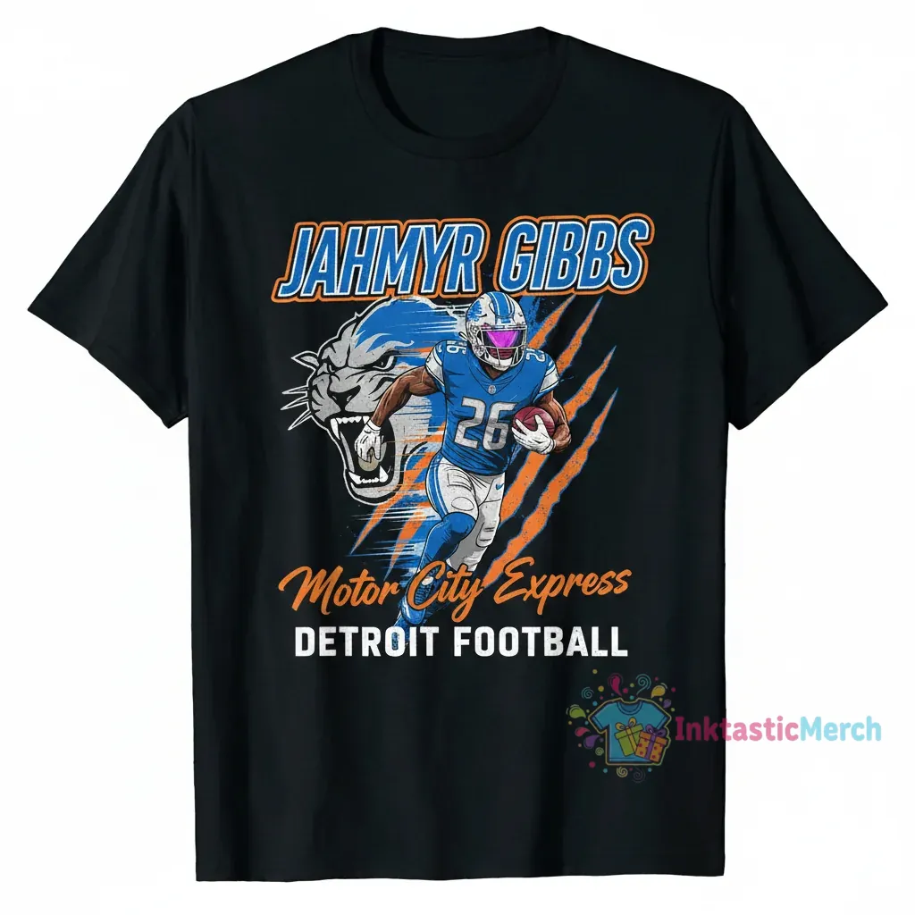 Jahmyr Gibbs Detroit Lions Signature Shirt: Feel the Spirit 1 Jahmyr Gibbs Detroit Lions Signature Shirt: Feel the Spirit