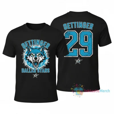 Jake Oettinger 29 Dallas Stars NHL 2-Sided Name & Number T-Shirt