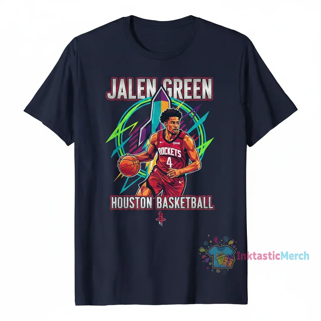 Jalen Green Houston Rockets Basketball T-Shirt 1 Jalen Green Houston Rockets Basketball T-Shirt
