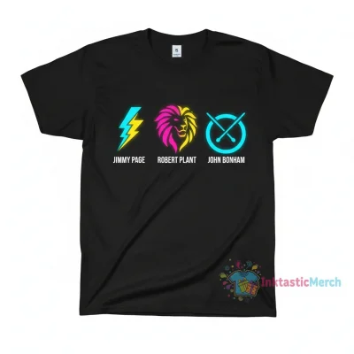 Jimmy Page Robert Plant John Bonham Heavyweight Tee - Black