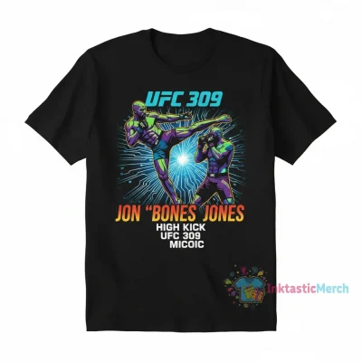 Jon Jones vs. Stipe Miocic UFC 309 "High Kick" Signature T-Shirt