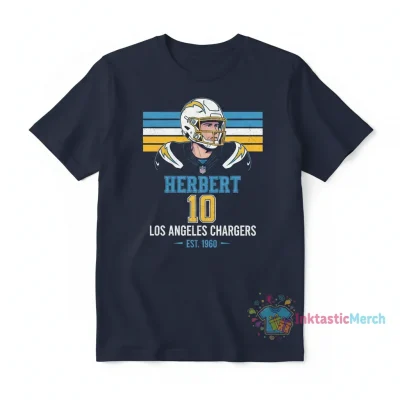 Justin Herbert Los Angeles Chargers Vintage Player Stripes T-Shirt
