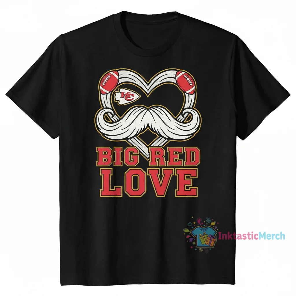 Kansas City Chiefs Andy Reid Mustache Heart Tee - Durable, Comfy & Stylish 1 Kansas City Chiefs Andy Reid Mustache Heart Tee - Durable, Comfy & Stylish