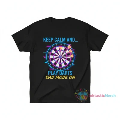 Keep Calm And Play Darts Dad's Heavyweight Tee - Black