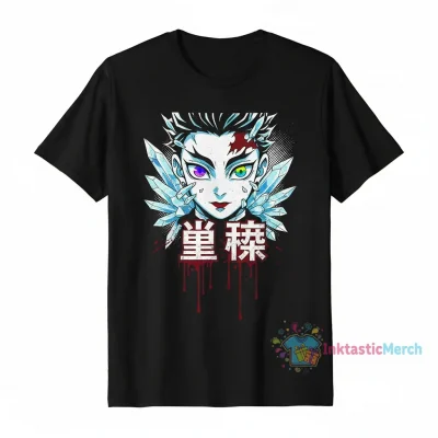 Kimetsu no Yaiba Douma Demon Heavyweight T-Shirt - Black, Size S