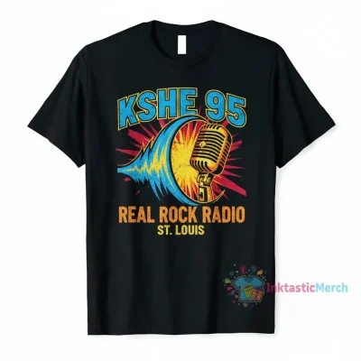 KSHE 95 Real Rock Radio Station St. Louis Area Men's Heavyweight T-Shirt - Black, Size S