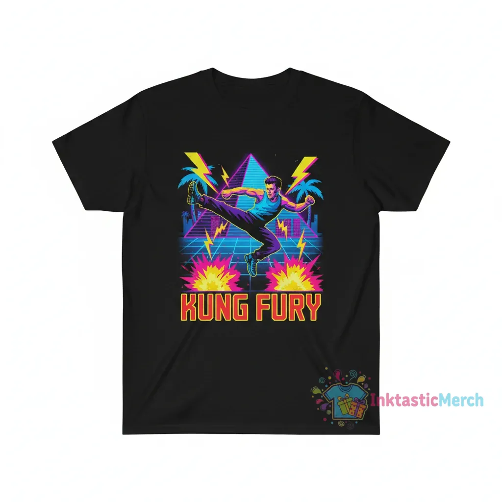 Kung Fury Official Movie Game T-Shirt - Retro Sci-Fi Comedy Fan Apparel 1 Kung Fury Official Movie Game T-Shirt - Retro Sci-Fi Comedy Fan Apparel