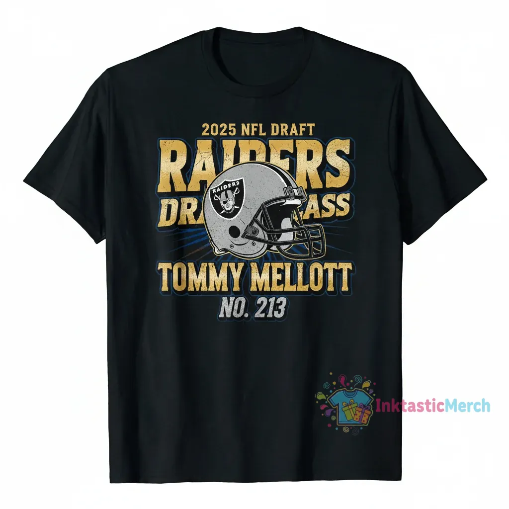 Las Vegas Raiders Tommy Mellott 2025 NFL Draft Pick T-Shirt - #213 1 Las Vegas Raiders Tommy Mellott 2025 NFL Draft Pick T-Shirt - #213