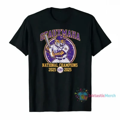 LSU Baseball Geauxmaha 2025 National Champions Mascot T-Shirt