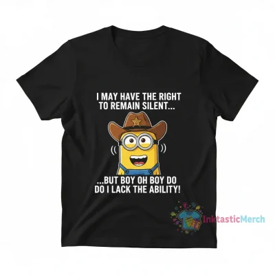 Minions Cowboy Shirt: Right to Remain Silent, Lack Ability - Funny Graphic Tee