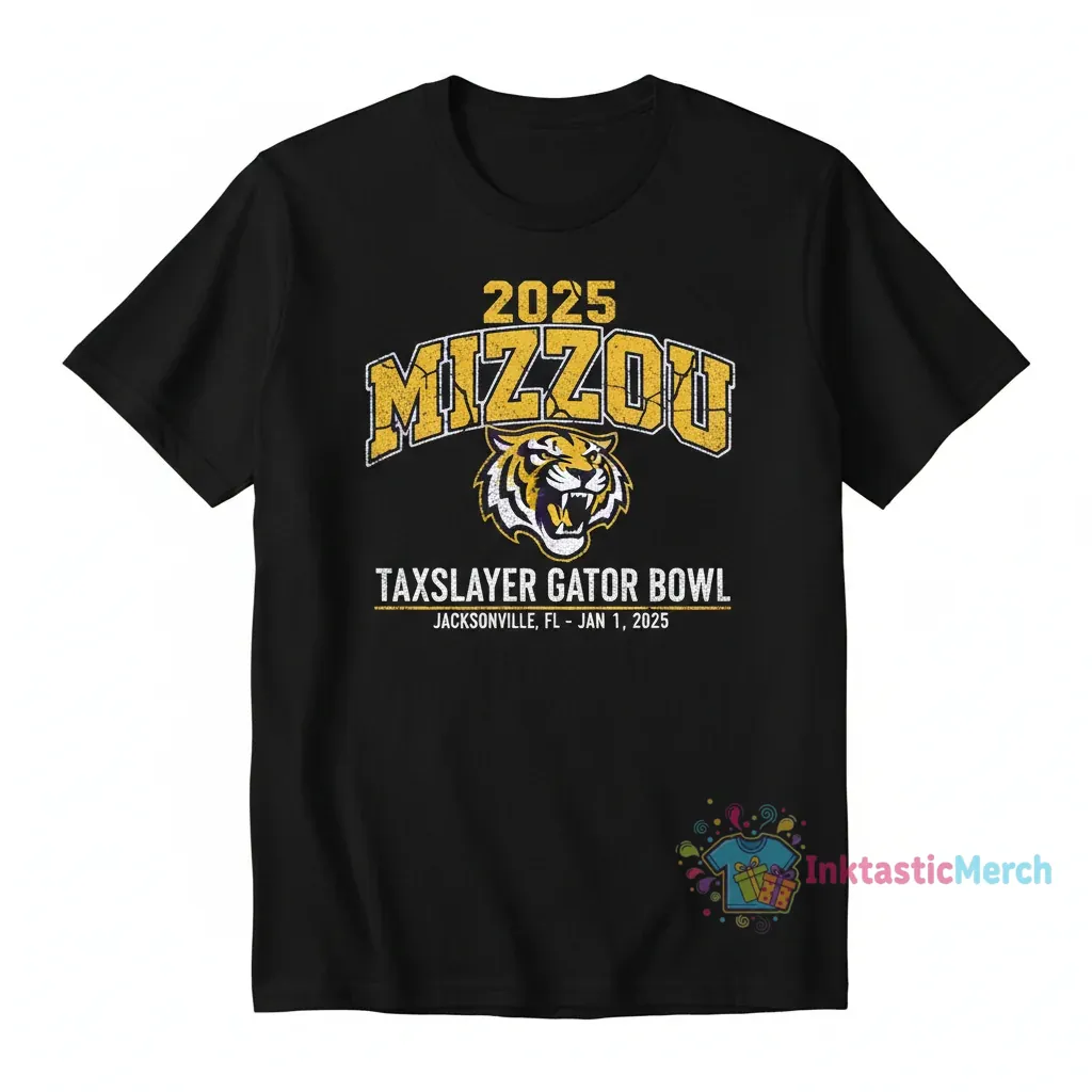 Mizzou Tigers 2025 Taxslayer Gator Bowl Tee 1 Mizzou Tigers 2025 Taxslayer Gator Bowl Tee