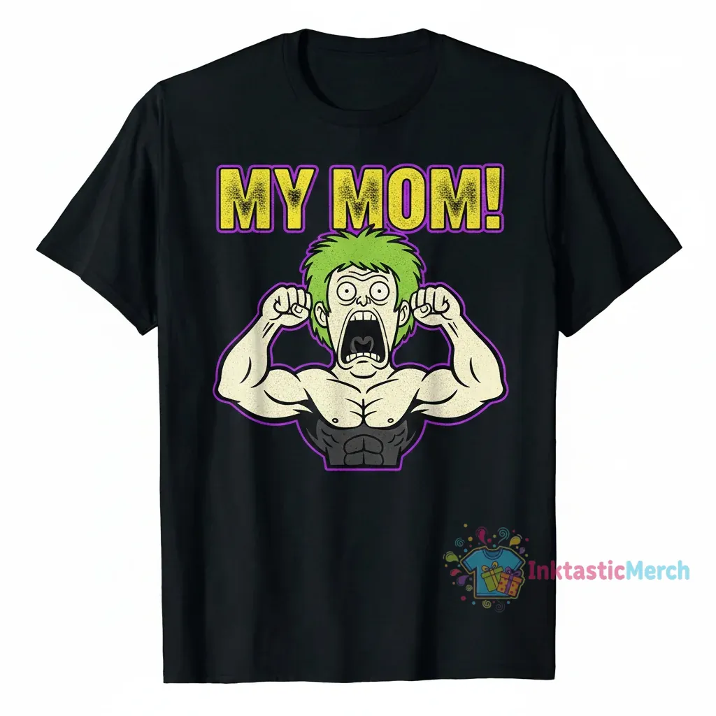 Muscle Man "My Mom!" Regular Show Men's Heavyweight T-Shirt, Size S, Black 1 Muscle Man "My Mom!" Regular Show Men's Heavyweight T-Shirt, Size S, Black