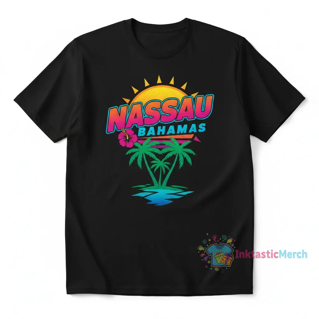 Nassau Bahamas Men's Heavyweight T-Shirt - S Black 1 Nassau Bahamas Men's Heavyweight T-Shirt - S Black