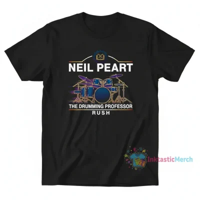 Neil Peart "The Drumming Professor" Rush Drummer T-Shirt - Men's Heavyweight Black