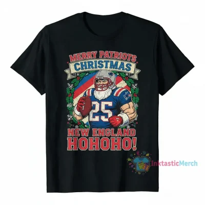 New England Patriots Santa Claus NFL Merry Christmas T-Shirt