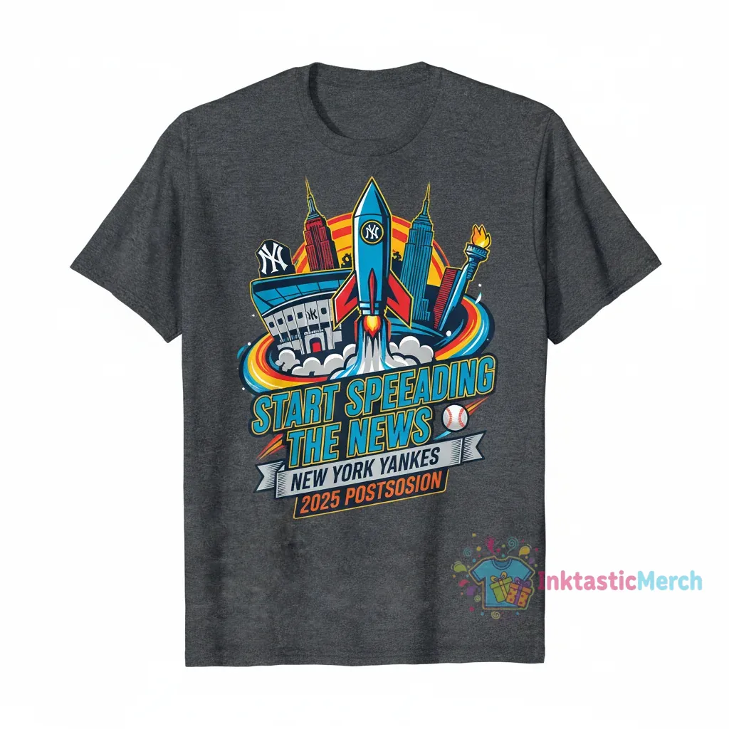New York Yankees Start Spreading The News 2025 Postseason T-Shirt 1 New York Yankees Start Spreading The News 2025 Postseason T-Shirt