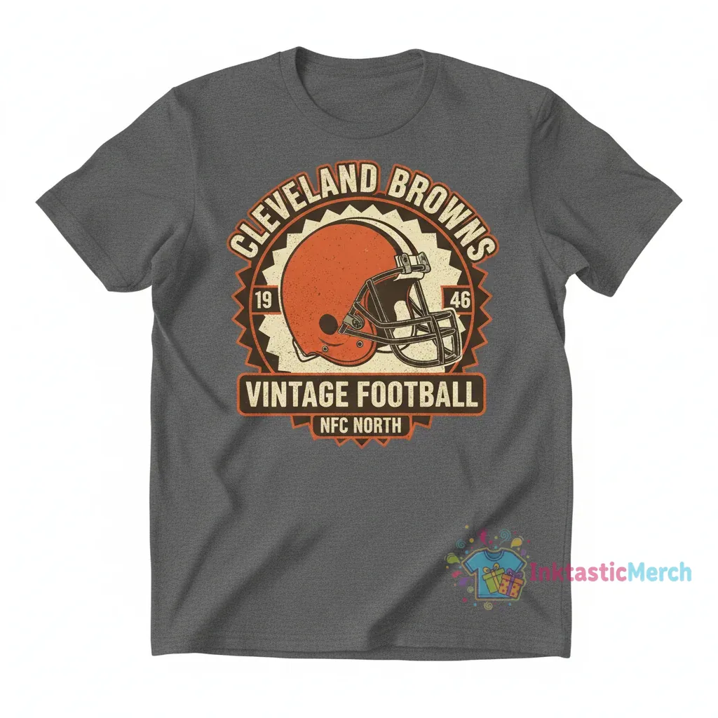Cleveland Browns 1946 NFC North Vintage Helmet T-Shirt 1 Cleveland Browns 1946 NFC North Vintage Helmet T-Shirt