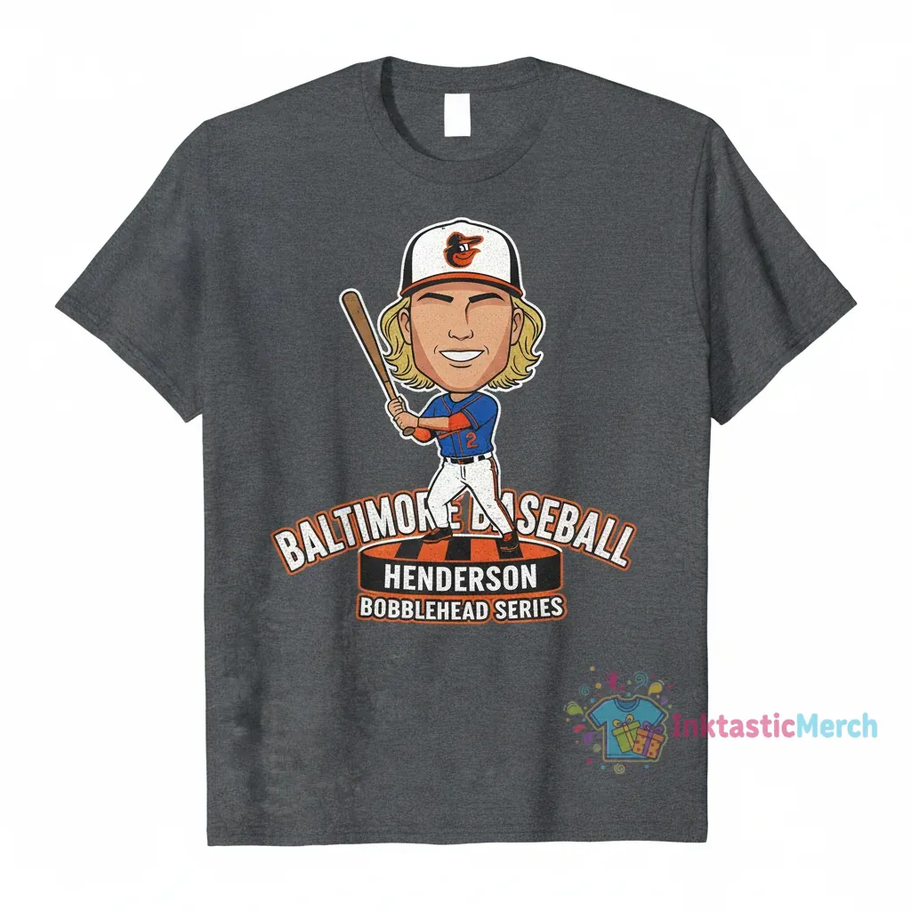 Gunnar Henderson Baltimore Baseball Bobblehead MLB T-Shirt 1 Gunnar Henderson Baltimore Baseball Bobblehead MLB T-Shirt