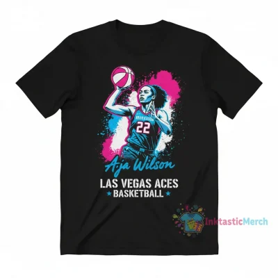 Official Las Vegas Aces A'ja Wilson Player Signature Sketch T-Shirt