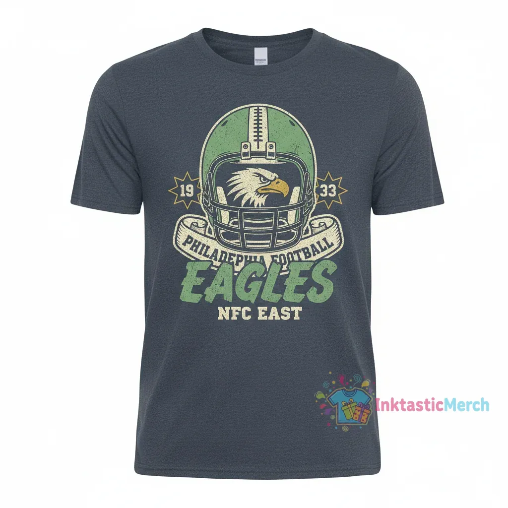 Philadelphia Eagles 1933 NFC East Helmet Vintage T-Shirt - Officially Licensed 1 Philadelphia Eagles 1933 NFC East Helmet Vintage T-Shirt - Officially Licensed