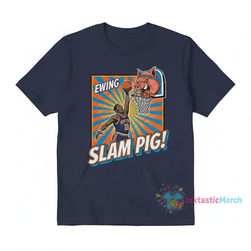 Patrick Ewing New York Knicks Slam Pig T-Shirt - Official Fan Apparel 1 Patrick Ewing New York Knicks Slam Pig T-Shirt - Official Fan Apparel