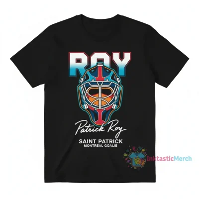 Patrick Roy Montreal Goalie Hockey Player Mask Signature T-Shirt