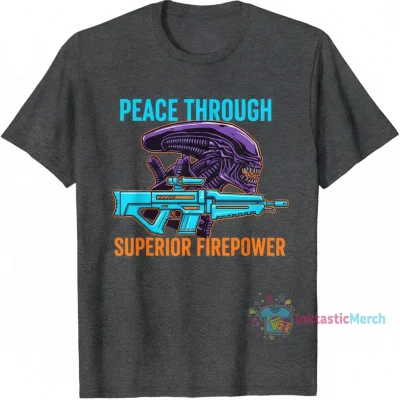 Peace Through Superior Firepower - Aliens - T-Shirt Men's Heavyweight T-shirt M Sport grey