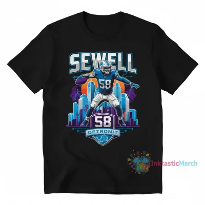 Penei Sewell 58 Detroit Lions City Skyline Graphic Ornament