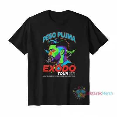 Men's Peso Pluma Exodo Tour Heavyweight Black T-Shirt - Size S