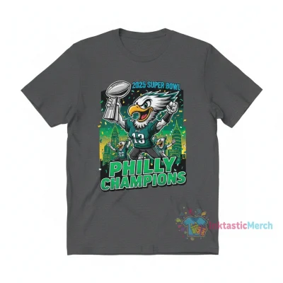 Philadelphia Eagles 2025 Super Bowl Champions Graphic Caricature Tee