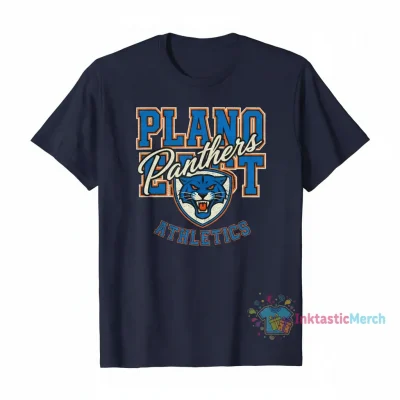 Plano East Panthers Vertical Cursive Tee - Durable & Comfortable School Spirit Shirt
