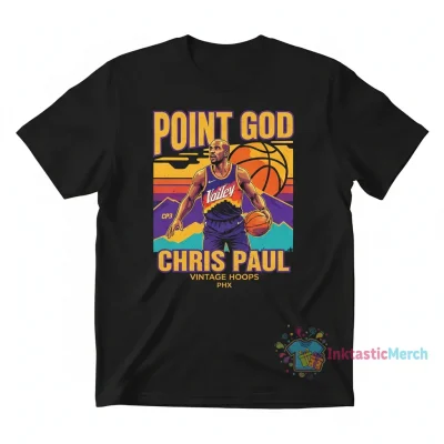 Point God Vintage Chris Paul Men's Black Heavyweight T-Shirt - Size S