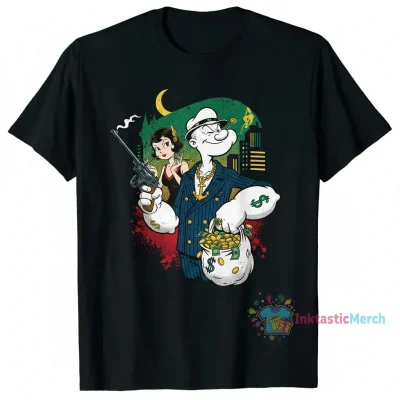 Popeye Gangster T-Shirt Men's Classic Fit Black - Size S