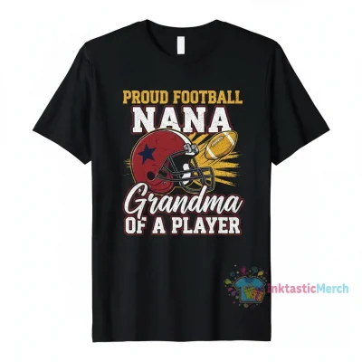 Proud Football Nana Grandma Of A Football Player Men's Heavyweight T-Shirt - Black, Size S