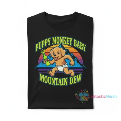 PuppyMonkeyBaby T-Shirt - Funny Mountain Dew Commercial Parody Tee