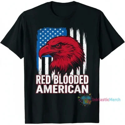 Red Blooded American Shirt - Patriotic USA Graphic Tee