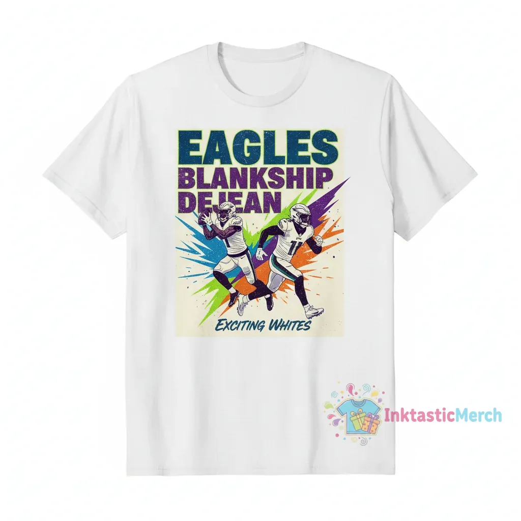 Reed Blankenship Cooper DeJean Eagles Exciting Whites T-Shirt 1 Reed Blankenship Cooper DeJean Eagles Exciting Whites T-Shirt