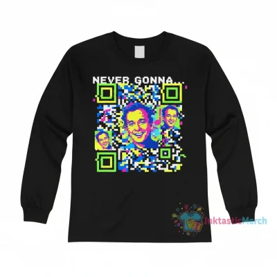 Rick Astley Never Gonna Give You Up QR Code Long Sleeve Tee