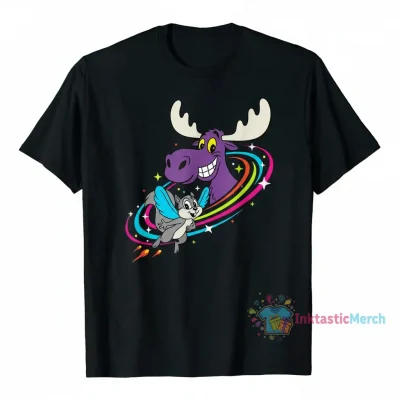 Rocky and Bullwinkle Men's Heavyweight T-Shirt - Black, Size S