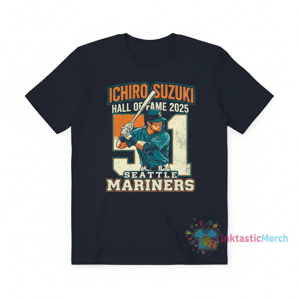 Seattle Mariners Ichiro Suzuki Hall of Fame 2025 Graphic T-Shirt 1 Seattle Mariners Ichiro Suzuki Hall of Fame 2025 Graphic T-Shirt
