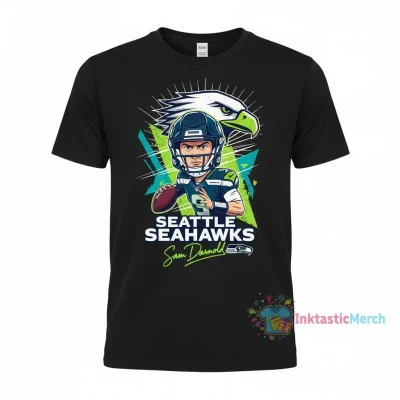 Seattle Seahawks Sam Darnold Caricature Player Signature T-Shirt