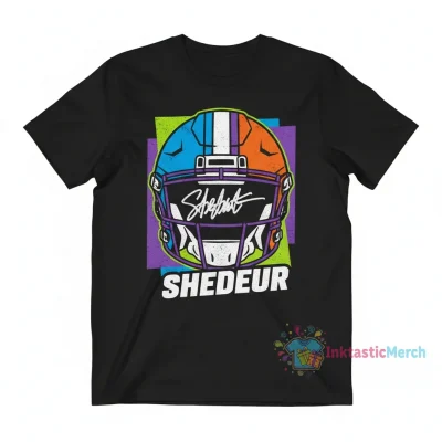 Shedeur Sanders Big Face Helmet Signature T-Shirt