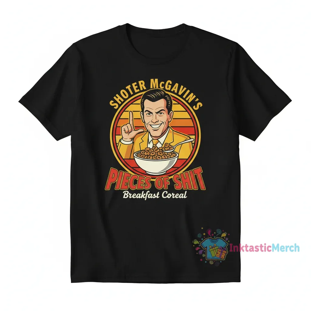 Shooter McGavin's Pieces of Shit Breakfast Cereal T-Shirt 1 Shooter McGavin's Pieces of Shit Breakfast Cereal T-Shirt