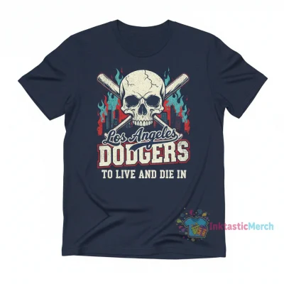 Skull Los Angeles Dodgers: Live & Die Vintage Tee