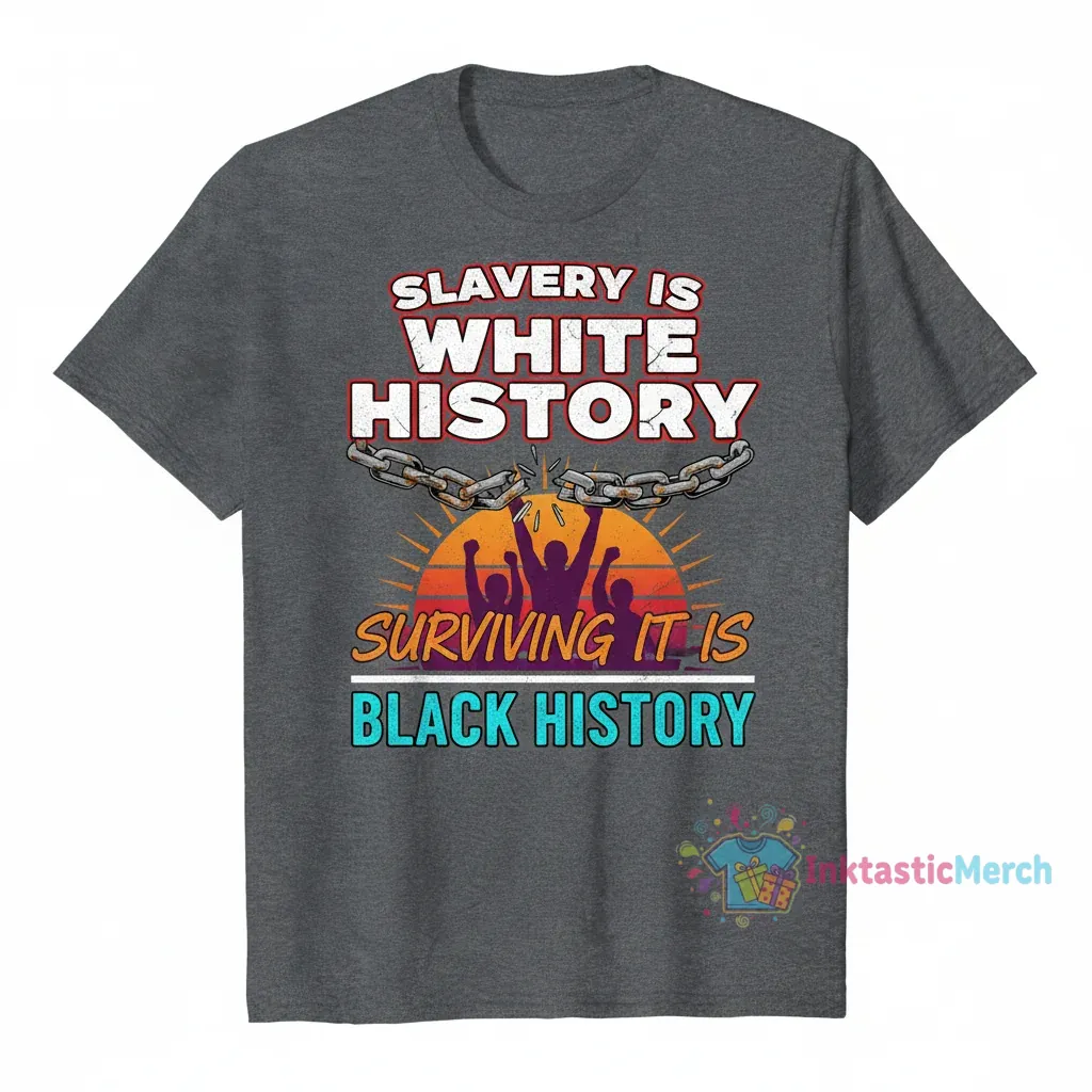 Slavery is White History, Surviving it is Black History Tee 1 Slavery is White History, Surviving it is Black History Tee