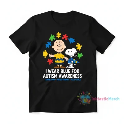 Snoopy & Charlie Brown "I Wear Blue" Autism Awareness T-Shirt