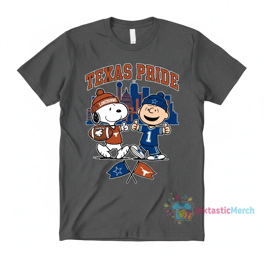 Snoopy & Charlie Brown x Texas Sports: Cowboys & Longhorns Shirt 1 Snoopy & Charlie Brown x Texas Sports: Cowboys & Longhorns Shirt
