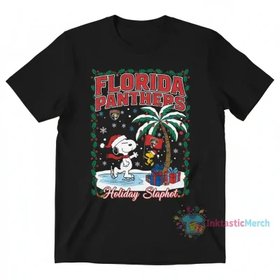 Snoopy & Woodstock Florida Panthers Christmas T-Shirt - Festive Fan Gear